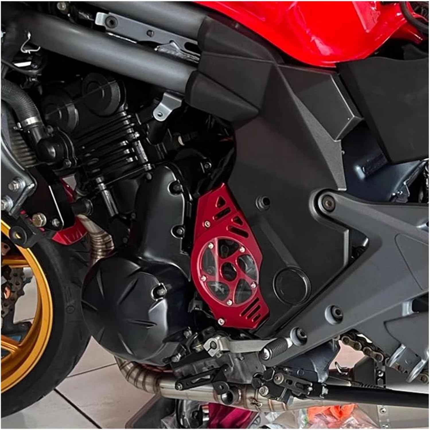 バイク スプロケットカバー チェーンカバー カワサキ用 KLE650